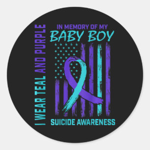 Teal Purple Suicide Awareness Flag Son Classic Round Sticker