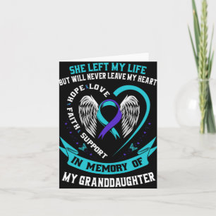 Teal Purple Suicide Awareness Granddaughter Memori Card