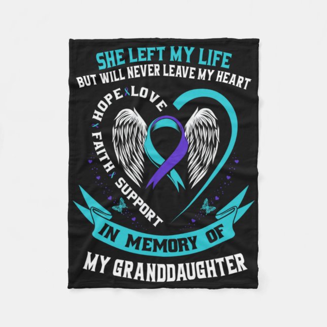 Teal Purple Suicide Awareness Granddaughter Memori Fleece Blanket (Front)