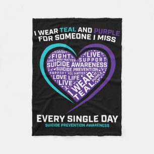 Teal Purple Suicide Awareness Loved Ones Loving Me Fleece Blanket