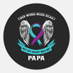 Teal Purple Suicide Awareness Ribbon In Memory Of  Classic Round Sticker