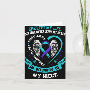 Teal Purple Suicide Awareness Ribbon Niece Memoria Card