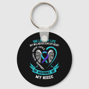 Teal Purple Suicide Awareness Ribbon Niece Memoria Key Ring