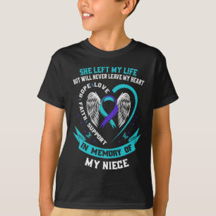 Teal Purple Suicide Awareness Ribbon Niece Memoria T-Shirt