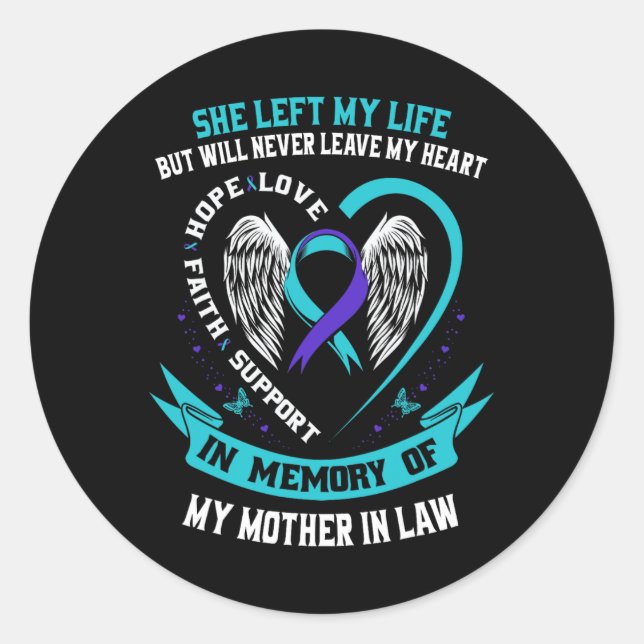 Teal Purple Suicide Awareness Shirt Mother In Law  Classic Round Sticker (Front)