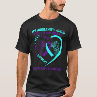 Teal Purple Suicide Prevention Awareness Husband H T-Shirt