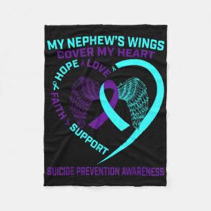 Teal Purple Suicide Prevention Awareness Nephew He Fleece Blanket