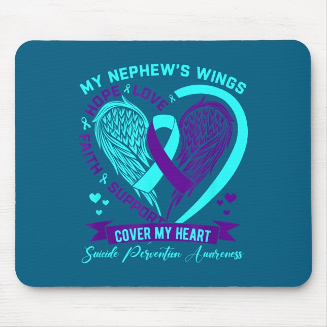 Teal Purple Suicide Prevention Awareness Nephew He Mouse Pad (Front)