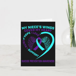 Teal Purple Suicide Prevention Awareness Niece Hea Card