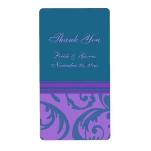 Teal Purple Swirls Wedding Labels
