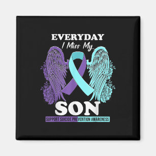 Teal Purple Wing Miss Love Son Suicide Prevention  Magnet