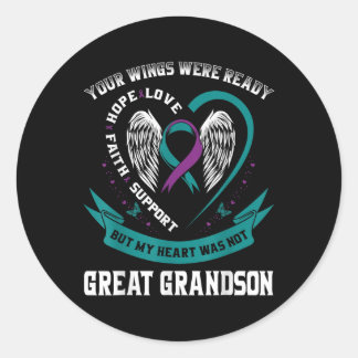Teal Purple Wing Suicide Awareness Prevention Grea Classic Round Sticker