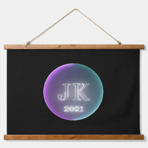 Teal Purple Wood Topped Wall Tapestry