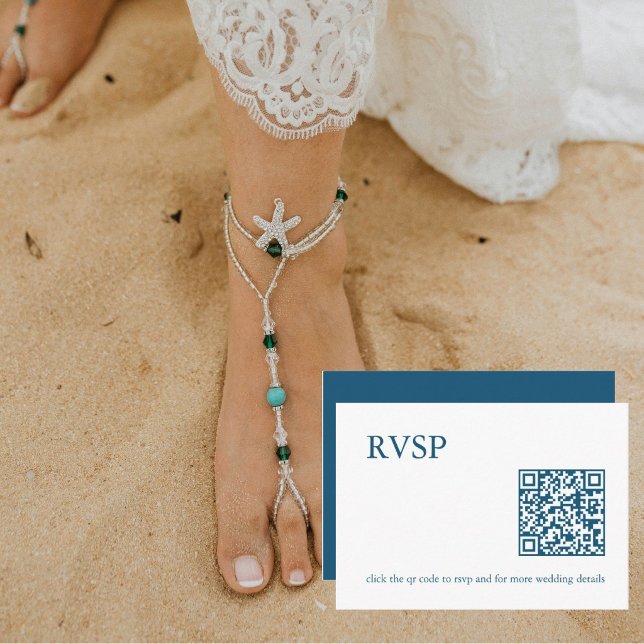 Teal QR Code Wedding RSVP Enclosure Card (Creator Uploaded)