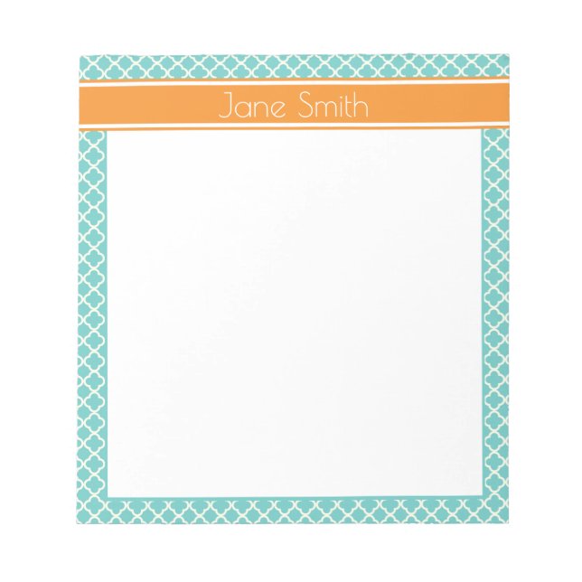 Teal Quarterfoil Personalised Notepad (Front)