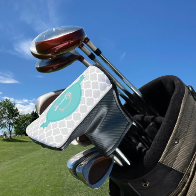 Teal Quatrefoil Personalised Golf Head Cover (Teal Quatrefoil Personalized Golf Head Cover)
