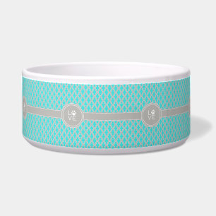 Teal Quatrefoil Puppy Love Bowl