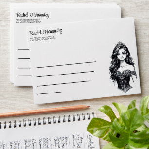 Teal Quinceañera Girl Envelope