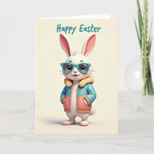 Teal Rabbit Easter Card