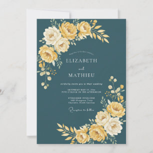 Teal Radiant Autumn Wedding Invitation