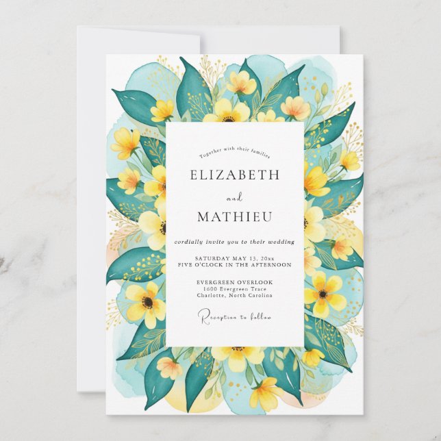 Teal Radiant Summer Wedding Invitation (Front)