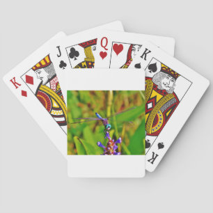 Teal Rainbow Dragonfly Playing Cards