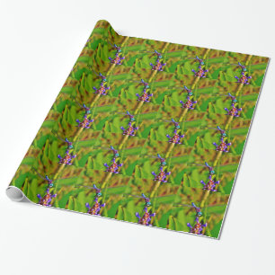Teal Rainbow Dragonfly Wrapping Paper