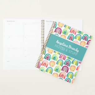 Teal Rainbows & Suns Pattern Back to School Planner