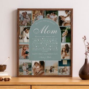 Teal Reasons We Love You Mom Photo Grid Collage Poster