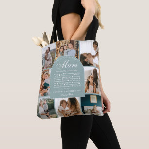 Teal Reasons We Love You Mum Photo Grid Collage Tote Bag