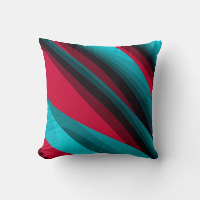 Teal-Red Abstract Cushion (Front)