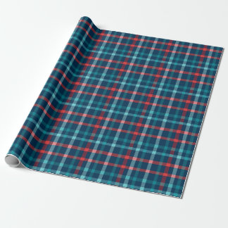 Teal, Red, and Blue Plaid Country Christmas  Wrapping Paper