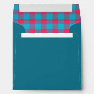 Teal & Red Buffalo Check Square Envelope