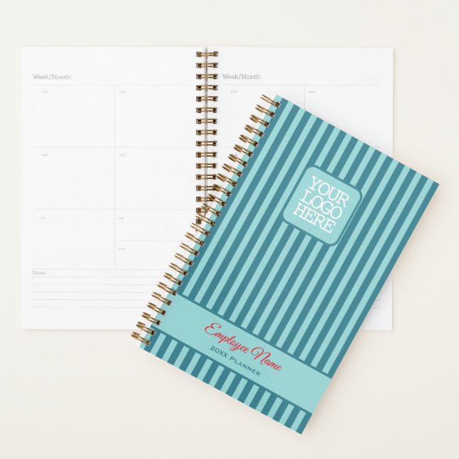 Teal Red Custom Logo Personalised Business Planner (Display)