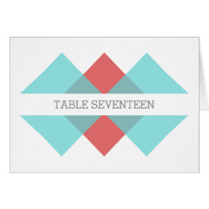 Teal Red Geometric Triad Table Number Card