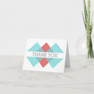 Teal Red Geometric Triad Thank You Card