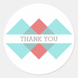 Teal Red Geometric Triad Thank You Stickers