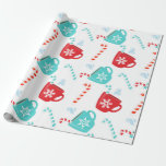 Teal Red Hot Chocolate Holiday Winter Christmas Wrapping Paper<br><div class="desc">This design was created through digital art. It may be personalised by clicking the customise button and changing the colour, adding a name, initials or your favourite words. Contact me at colorflowcreations@gmail.com if you with to have this design on another product. Purchase my original abstract acrylic painting for sale at...</div>