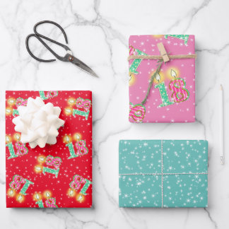 Teal, Red, Pink 18th Birthday Wrapping Paper