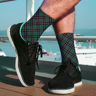 Teal & Red Plaid Classy Bold Pattern Modern Tartan Socks