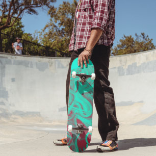 Teal & Red Skateboard