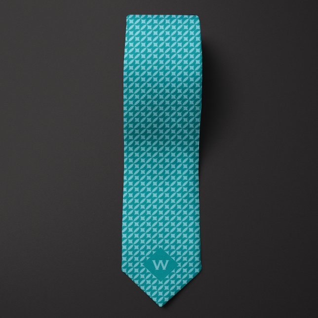 Teal Reflected Crescents Casual Tie (Creator Uploaded)
