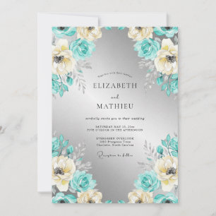 Teal Regal Winter Wedding Invitation