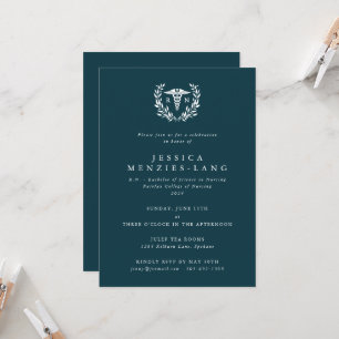 Teal Registered Nurse Caduceus+Laurel Wreath Invitation