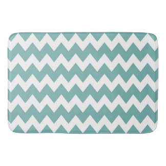 Teal Retro Colourful Modern Chevron ZigZag Pattern Bath Mat
