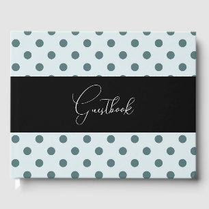 Teal Retro Polkadots Wedding Guest Book