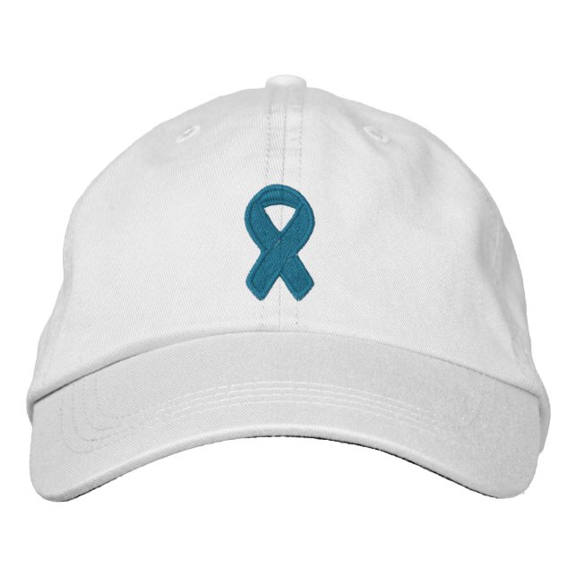 Teal Ribbon Awareness Embroidered Hat (Front)