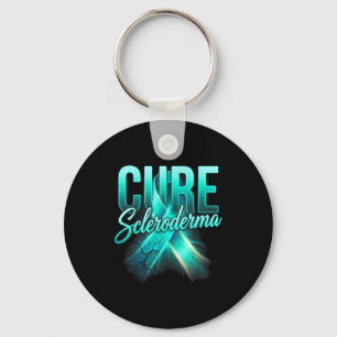 Teal ribbon awareness scleroderma key ring