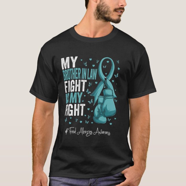 Teal Ribbon Brother In Law Food Allergies Awarenes T-Shirt (Front)