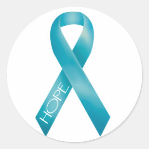 Teal Ribbon Classic Round Sticker